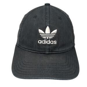 Adidas Slideback Baseball Cap Black One Size Adjustable Embroidered Trefoil